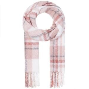 Mavi Jeans Pink and Silver Knit Plaid Scarf Wrap